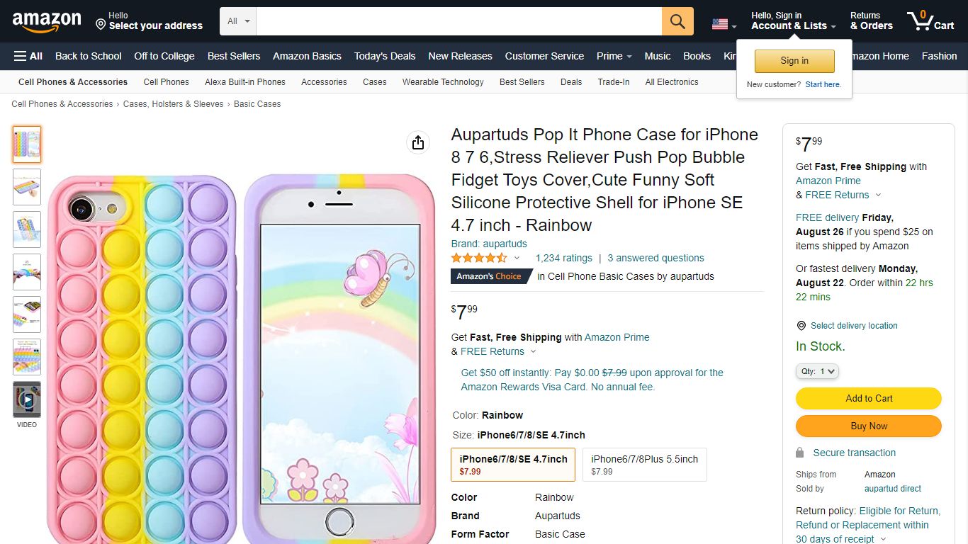 Amazon.com: Aupartuds Pop It Phone Case for iPhone 8 7 6,Stress ...