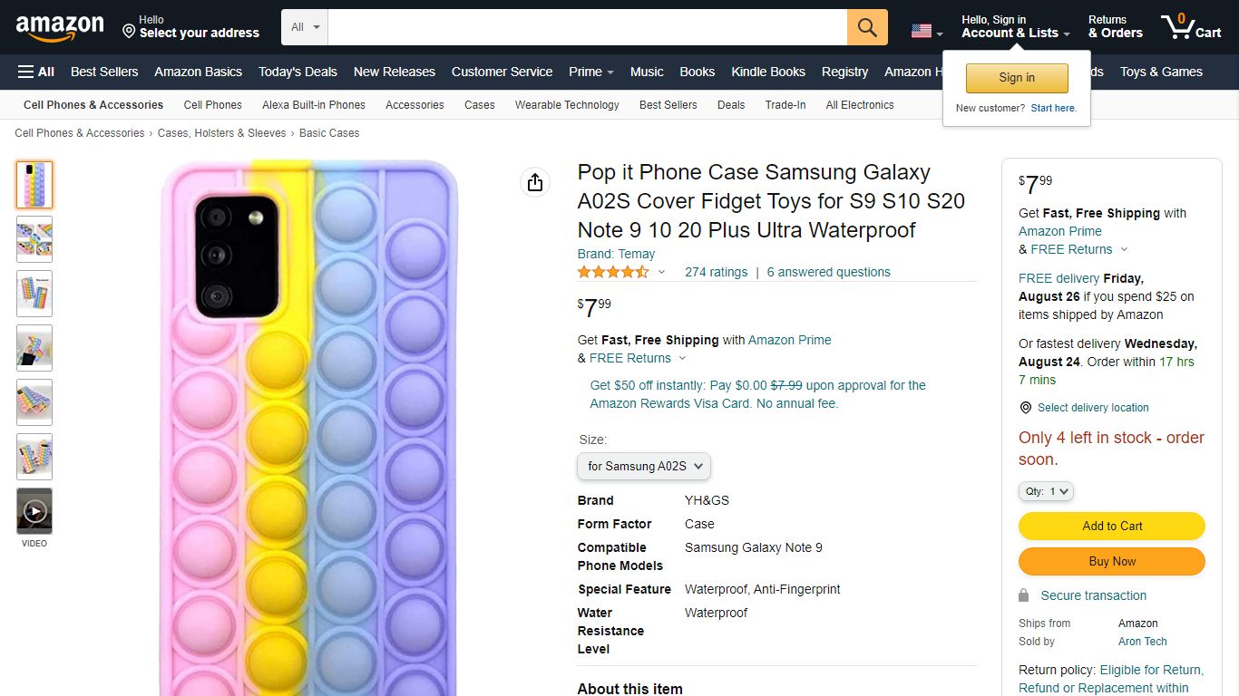 Amazon.com: Pop it Phone Case Samsung Galaxy A02S Cover Fidget Toys for ...